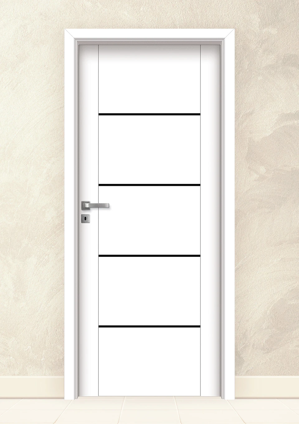 Интериорна врата Invado Aristo модел 5 Black Lacobel, Lindo White