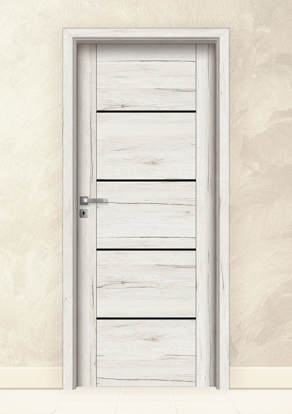 Интериорна врата Invado Aristo модел 5 Black Lacobel, Snowy Oak